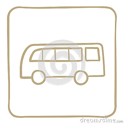 passenger bus icon in light brown frame. Vector graphics. Vector Illustration